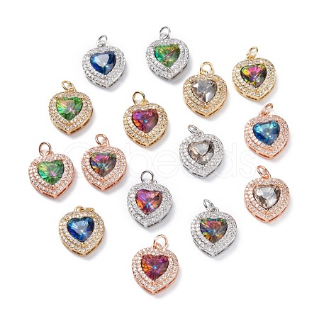 Brass Micro Pave Cubic Zirconia Pendants KK-G404-A-01-1