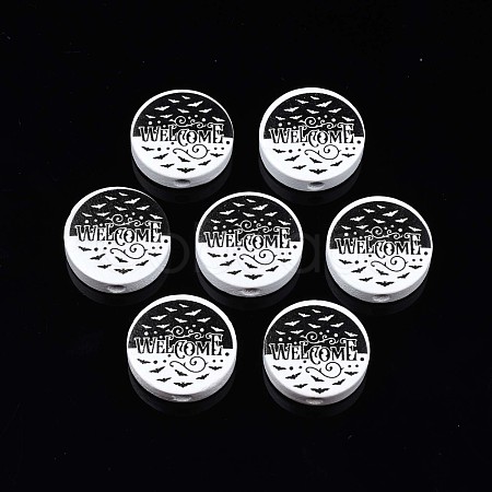 Halloween Printed Natural Wood Beads WOOD-T021-78-1