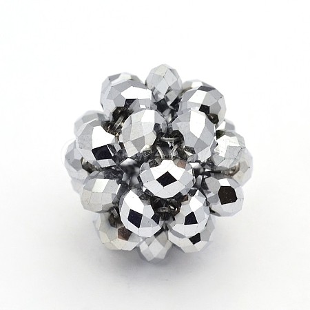 Electroplate Glass Round Woven Beads X-GLAA-A034-4mm-C05-1