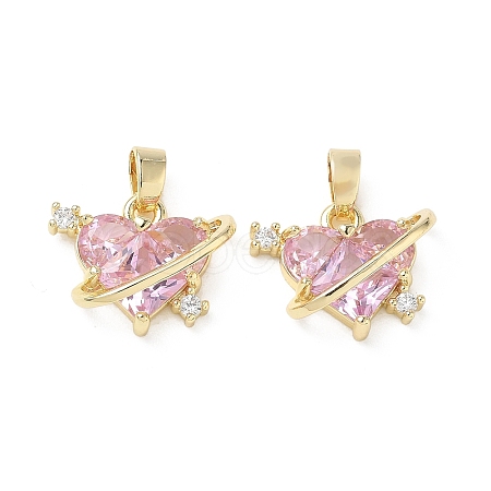 Valentine's Day Brass Micro Mixed Color Cubic Zirconia Pendants KK-A299-03G-1