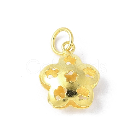 925 Sterling Silver Hollow Flower Charms STER-M093-03G-1