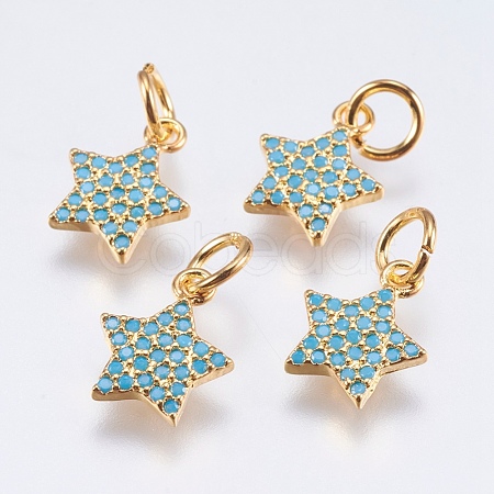 Brass Micro Pave Cubic Zirconia Charms RB-I077-21G-RS-1