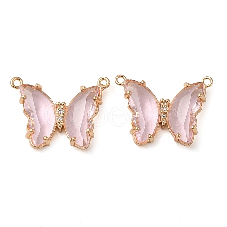 Brass Pave Faceted Glass Connector Charms FIND-Z020-03Q-1