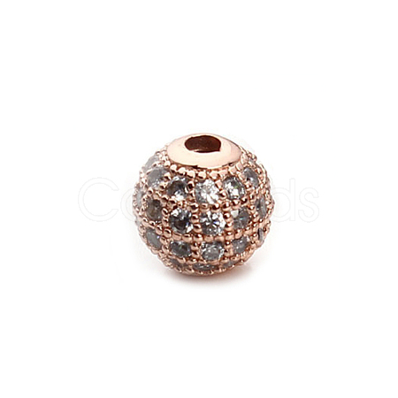 CZ Brass Micro Pave Grade AAA Clear Color Cubic Zirconia Round Beads KK-O065-6mm-05RG-NR-1