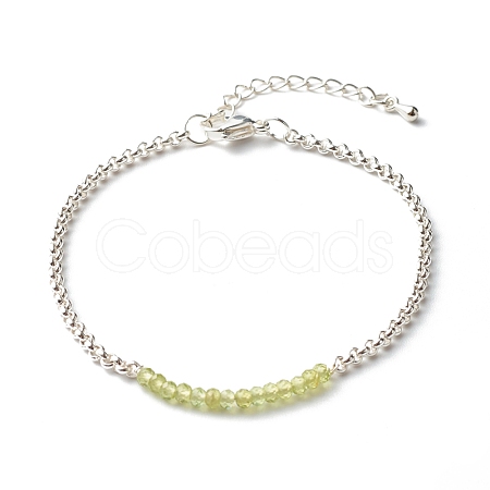 Natural Peridot Beaded Bracelets BJEW-JB06384-05-1