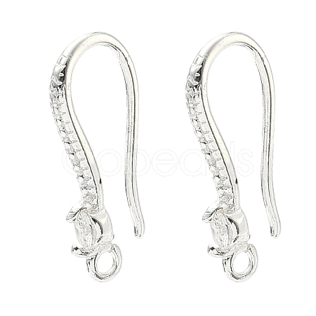 Brass Clear Cubic Zirconia Earring Hooks KK-H532-23S-1