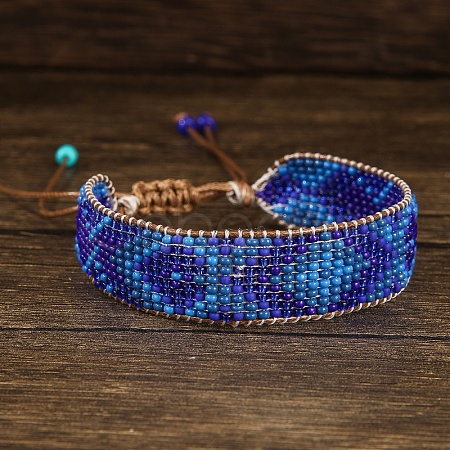 Bohemian Style Glass Bead Braided Bracelets ZD3902-6-1