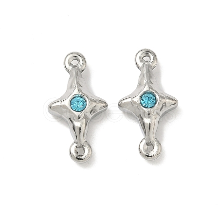 304 Stainless Steel Aquamarine Rhinestone Connector Charms STAS-L308-03A-P-1