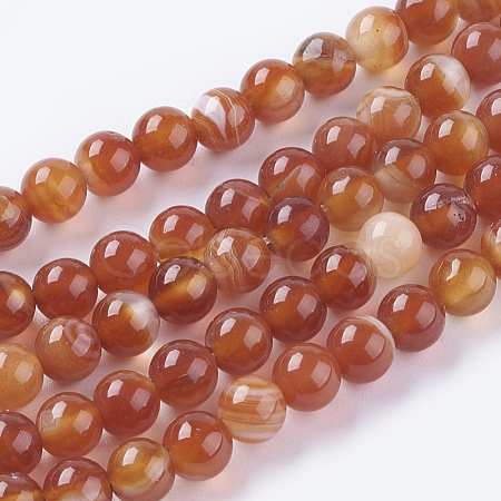 Natural Striped Agate/Banded Agate Beads Strands X-G-G591-6mm-03-1