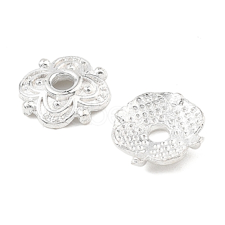 4-Petal Tibetan Style Alloy Flower Bead Caps TIBE-S222-S-RS-1