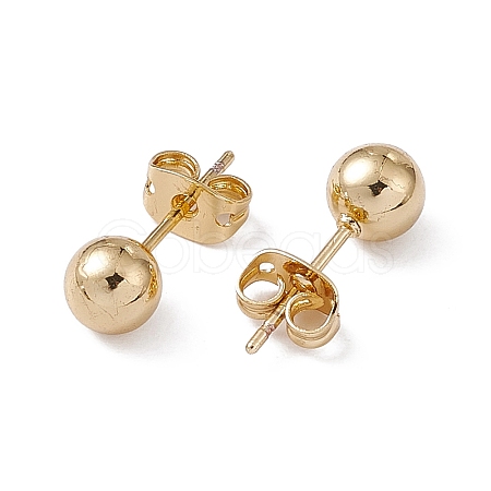 Rack Plating Brass Round Ball Stud Earrings for Women EJEW-F294-08C-G-1