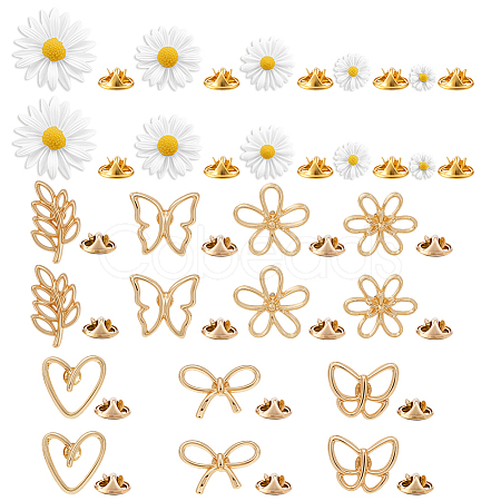 24Pcs 12 Style Resin & Alloy Brooches JEWB-GA00007-1