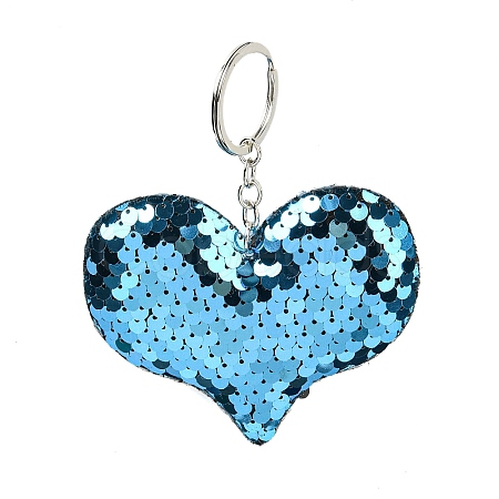 PVC Reflective Sequin Heart Pendant Keychain KEYC-L033-01P-07-1
