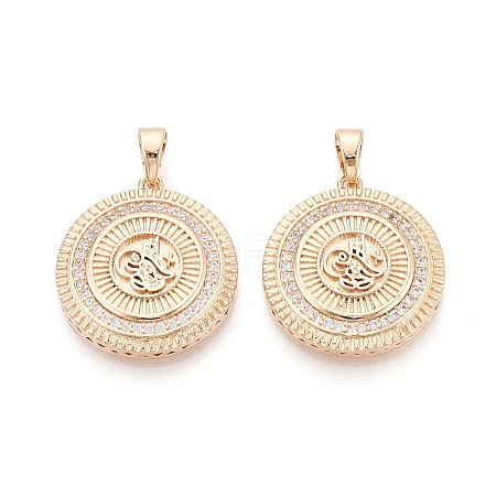 Brass Pave Clear Cubic Zirconia Pendants KK-T081-09G-1