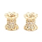 Brass Micro Pave Clear Cubic Zirconia Beads, Column, Real 18K Gold Plated, Wavy edge, Clear, 8.2x8mm, Hole: 1.8mm