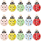 SUNNYCLUE 30Pcs 5 Colors Alloy Enamel Pendant Rhinestone Settings, Light Gold, Ladybug Charm, Mixed Color, Fit For 0.9mm Rhinestone, 21x14x5mm, Hole: 1.6mm, 6pcs/color