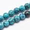 Natural Marble Beads Strands, Round, Dyed & Heated, Dark Turquoise, 8mm, Hole: 1mm, about 46pcs/strand, 15 inch(38cm)