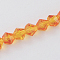 Imitation Austrian Crystal 5301 Bicone Beads, Faceted Glass Beads Strands, Orange, 6x6mm, Hole: 1.2mm, about 44~47pcs/strand, 24.5~25cm