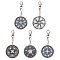 Acrylic Diamond Flat Round Pendant Keychain Kits, with Alloy Findings, including Point Drill Plate, Point Drill Mud, Point Drill Pen, Ball Chain, Swivel Clasp, Mixed Color, 5.5x5.5cm