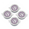 Alloy Enamel Links Connectors, with Crystal Rhinestones, Flat Round with Letter, Silver Color Plated, Letter.B, 22x16x2mm, Hole: 1.8mm