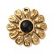 Natural Obsidian Flower Pendants, 304 Stainless Steel Sunflower Charms, Golden, 24x24.5x5.5mm, Hole: 1.8mm