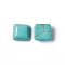 Craft Findings Dyed Synthetic Turquoise Gemstone Flat Back Cabochons, Square, Dark Cyan, 8x8x4mm