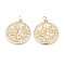 Brass Coin Pendants, with Jump Rings, Long-Lasting Plated, Flat Round & Angel & Word, Real 18K Gold Plated, 23x20.5x2mm, Hole: 3mm