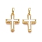 Brass & Shell Pendants, Cross Charms, Real 18K Gold Plated, 21x14.5x4mm, Hole: 6x3.5mm