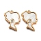 Natural White Shell & Clear Cubic Zirconia & Brass Pendants, Girl Head, Golden, 15x12x2mm, Hole: 1mm