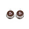 Rack Plating Alloy Enamel European Beads, with Fuchsia Rhinestone, Large Hole Beads, Cadmium Free & Nickel Free & Lead Free, Cup, Platinum, Coconut Brown, 9.5x12x11mm, Hole: 4.5mm