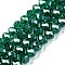 Electroplate Glass Beads Strands, Pearl Luster Plated, Faceted, Rondelle, Green, 8x6mm, Hole: 1mm, about 64~65pcs/strand, 40~41cm