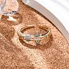 Brass Micro Pave Clear Cubic Zirconia Cuff Finger Rings for Women RJEW-C116-02G-3