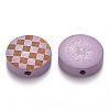 Painted Natural Wood Beads WOOD-N006-04D-2