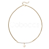 Electroplate Glass Faceted Rondelle Beaded Alloy Pendant 304 Stainless Steel Curb Chain Necklaces for Women NJEW-JN05764-03-4