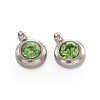 Trendy Original Color 304 Stainless Steel Grade A Rhinestone Flat Round Charm Pendants RB-M030-06D-1