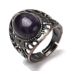 Natural Amethyst Oval Adjustable Rings RJEW-K271-06R-20-2