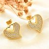 Rack Plating Brass Micro Pave Clear Cubic Zirconia Stud Earrings for Women EJEW-C125-06A-G-2