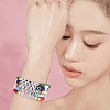 10Pcs 10 Style Encourage Word Polymer Clay Heishi Surfer Stretch Bracelets Set with Heart BJEW-SW00041-3