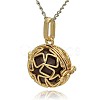 Golden Tone Brass Hollow Round Cage Pendants KK-J231-06G-2