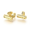 Rack Plating Brass Micro Pave Clear Cubic Zirconia Fold Over Clasps KK-V008-23G-2