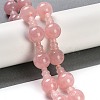 Natural Rose Quartz 3-Hole Guru Beads Strands G-H064-E01-02-2