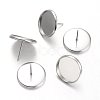 Tarnish Resistant Flat Round Stainless Steel Stud Earring Settings X-STAS-M227-14mm-1