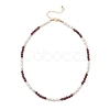 Faceted Round Natural Garnet and Rice Natural Pearl Beaded Necklaces for Women NJEW-JN05816-01-4