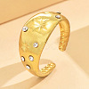 304 Stainless Steel Crystal Rhinestone Cuff Open Rings WG21D81-04-1