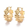 Ion Plating(IP) Flower 304 Stainless Steel Hoop Earrings for Women STAS-A057-16G-1