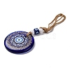 Flat Round with Evil Eye Lampwork Pendant Decoration HJEW-Z005-01G-2