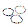 Handmade Evil Eye Lampwork Flat Round Beads Stretch Bracelets BJEW-JB05005-1