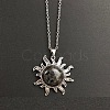 Natural Larvikite Sun Pendant Alloy Chain Vintage Necklaces WB3716-13-1