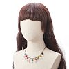 Dyed Synthetic Turquoise Skull with Cross Bib Necklace NJEW-TA00071-3
