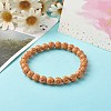 Imitation Wood Plating Acrylic Beads Stretch Bracelet Sets BJEW-JB06592-4